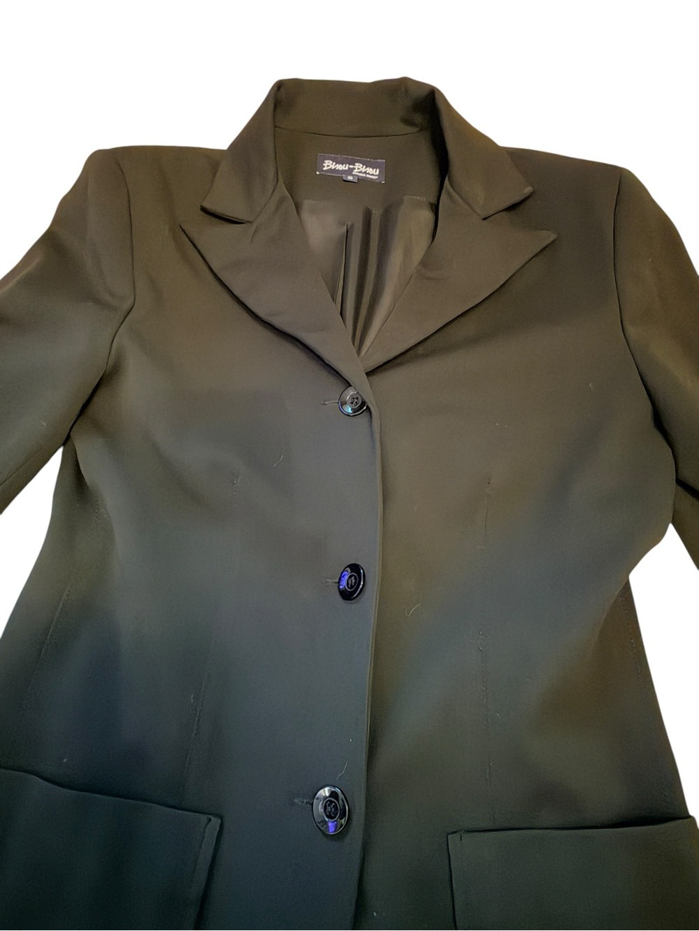 Bisou Bisou Long Black Single-Breasted Blazer/Coat - Picture 6 of 12